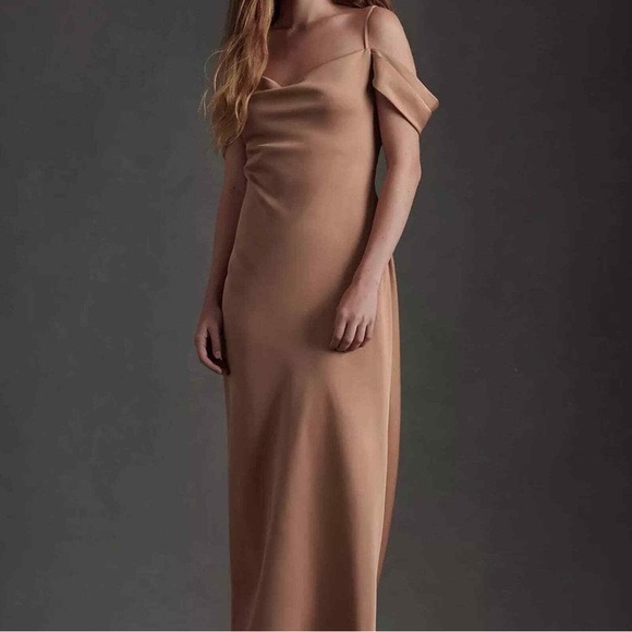 Elegant silk BHLDN dress in sand dune - Picture 1 of 4